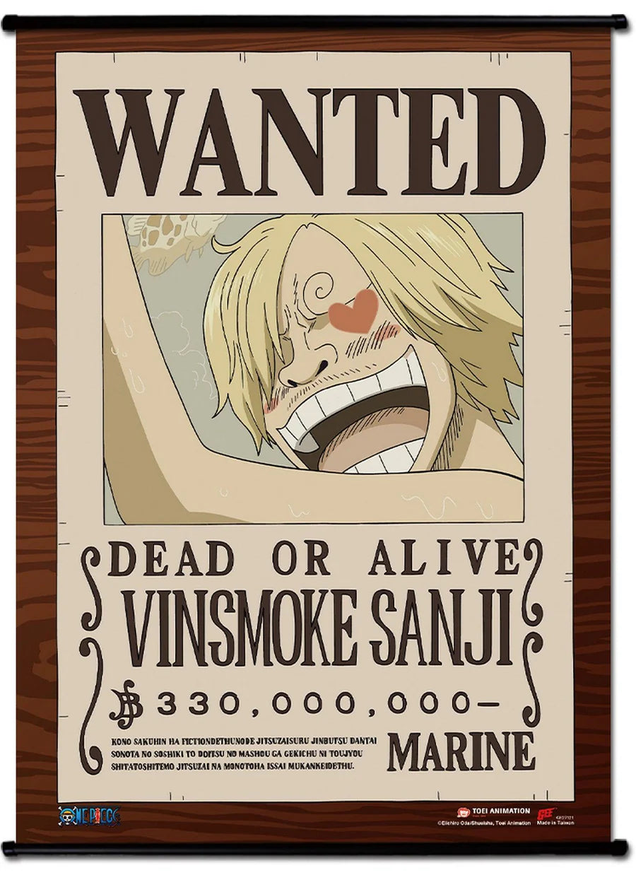 One Piece Sanji Wanted Wall Scroll